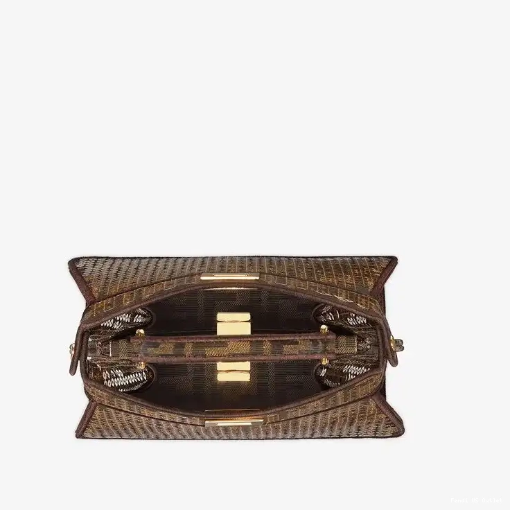 Vintage HOT ISeeU with FF Bag Brown Peekaboo Motif Sequins Petite Fendi Fabric In 0430